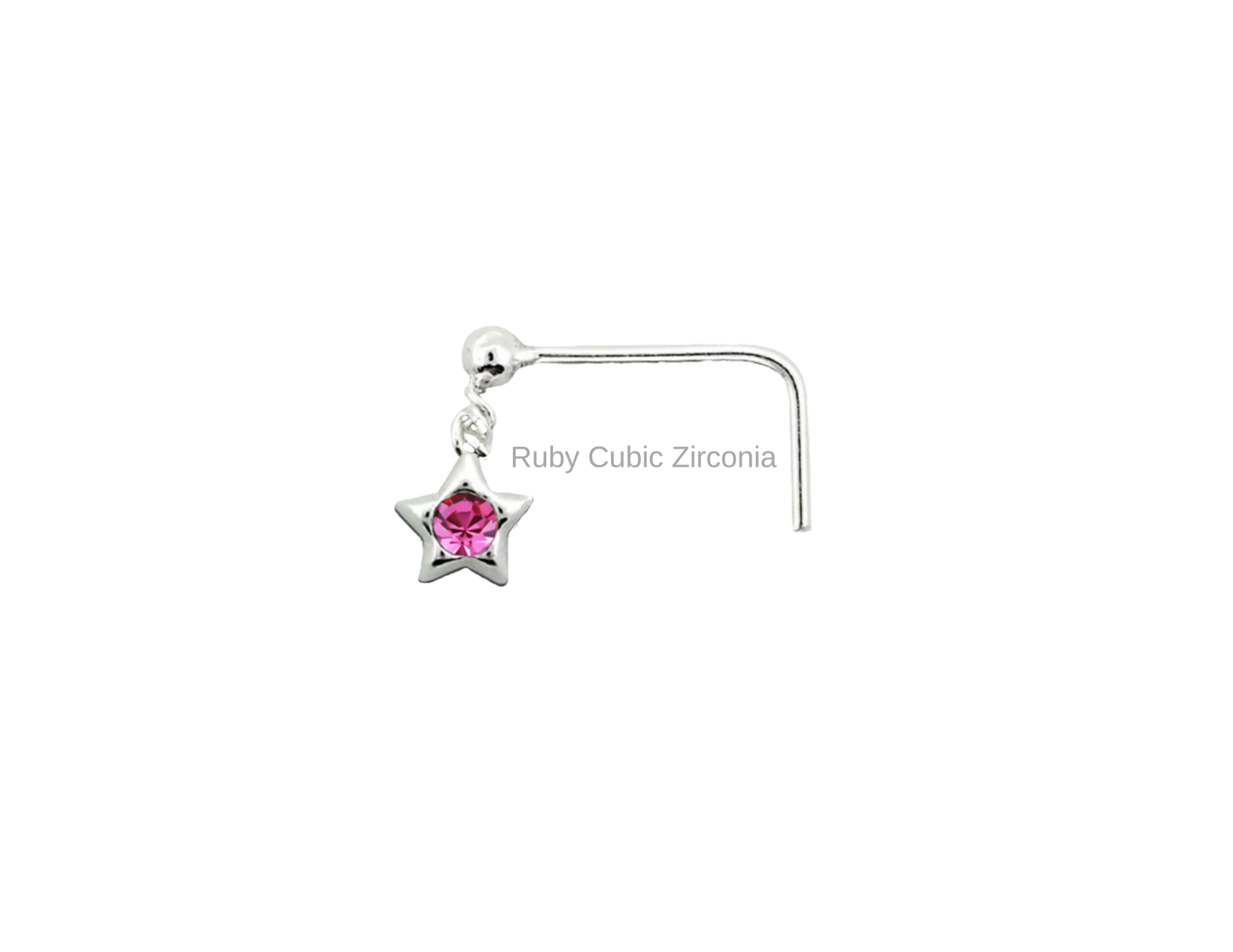 .925 Sterling Silver Nose Stud with Star Dangle