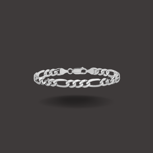 .925 Solid Sterling Silver Figaro Bracelet 220 Guage 10mm