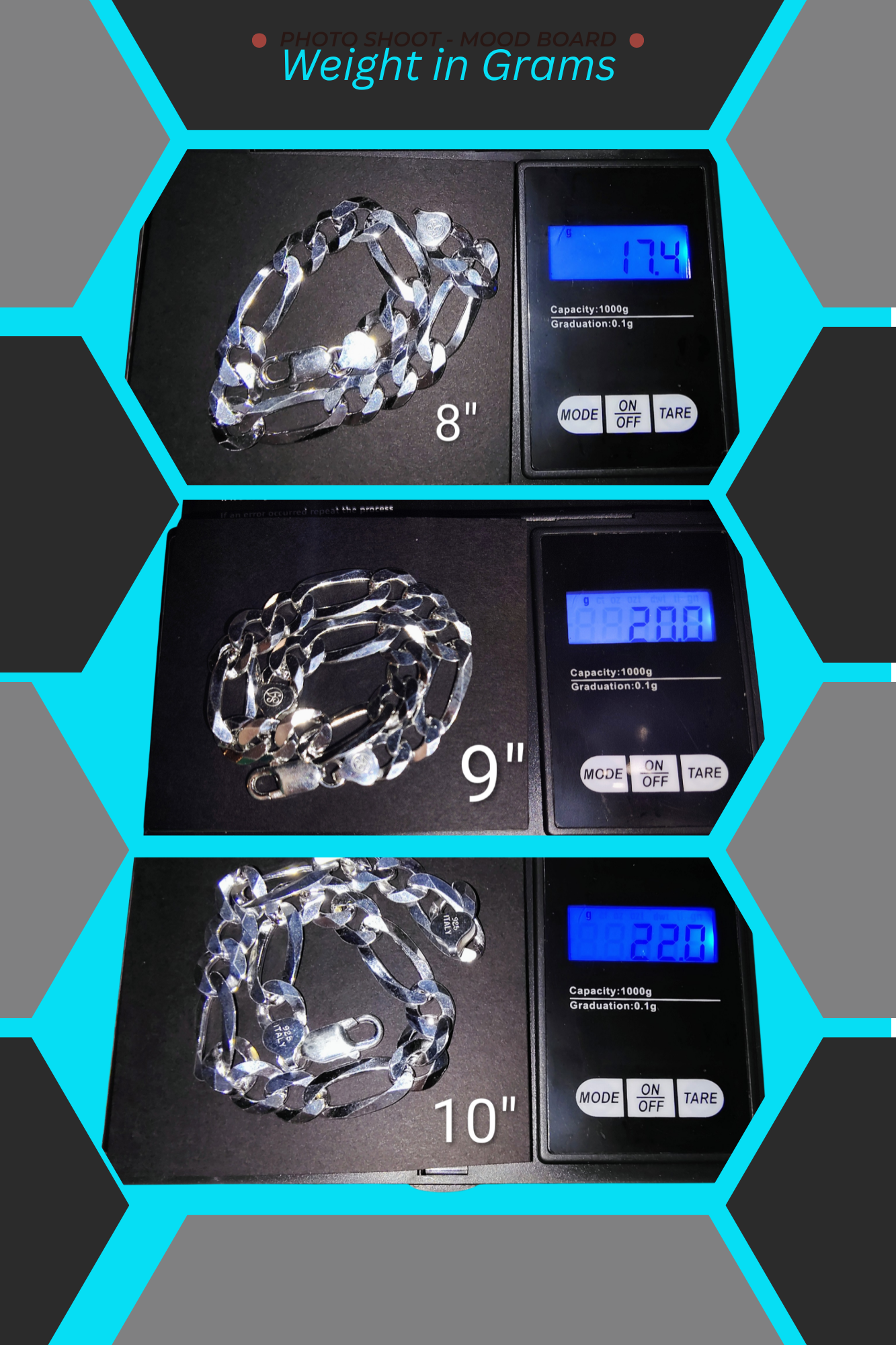 .925 Solid Sterling Silver Figaro Bracelet 10mm Wide 17.4-22 Grams Plata Pulsera Cadena